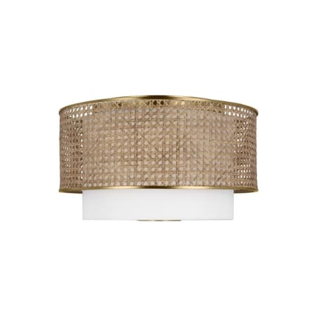 Visual Comfort Sawyer 3 Light 18" Wide LED Flush Mount Drum Ceiling Fixture by Kate Spade New York Blonde Rattan