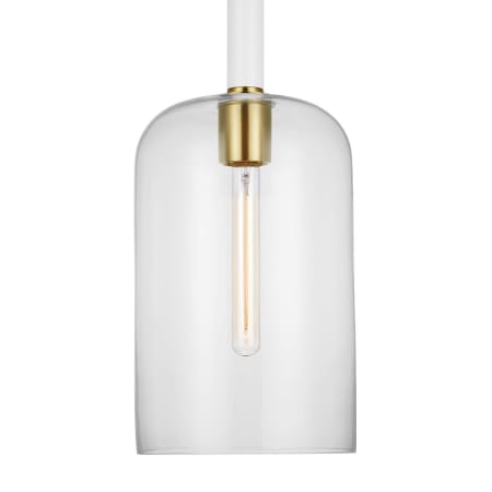 Visual Comfort Monroe 9" Wide Mini Pendant Burnished Brass / Gloss White
