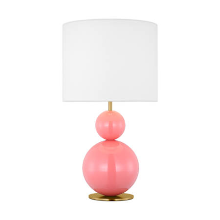 Visual Comfort Suki 23" Tall LED Table Lamp with Linen Shade Coral