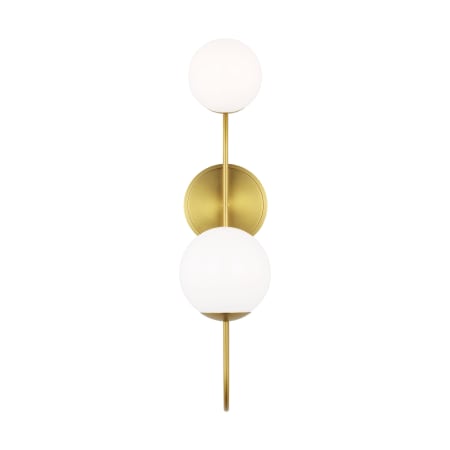 Visual Comfort Noemie 2 Light 21" Tall Bathroom Sconce with Milk Glass Shades Burnished Brass