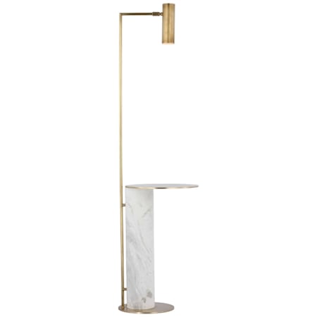 Visual Comfort Alma 54" Tall Dual Function Floor Lamp Antique-Burnished Brass / White Marble