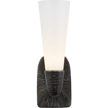 Visual Comfort Utopia 14" Small Sconce with White Glass by Kelly Wearstler Aged Iron