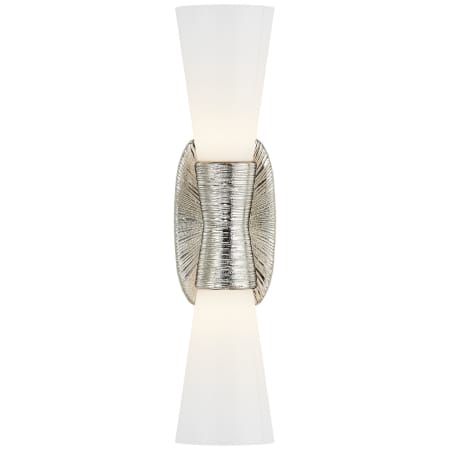Visual Comfort Utopia 2 Light 18" Wide Bathroom Sconce with White Glass Shade Polished Nickel