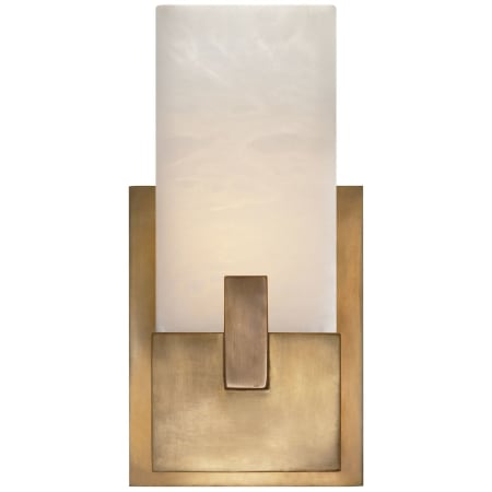 Visual Comfort Covet 11" Short Clip Bath Sconce with Alabaster Shade by Kelly Wearstler Antique Burnished Brass