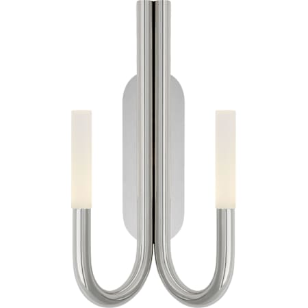 Visual Comfort Rousseau Double Wall Sconce with Etched Glass Polished Nickel