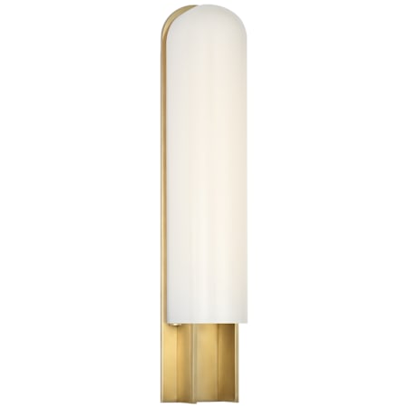 Visual Comfort Trouve 23" Tall LED Wall Sconce with White Glass Shade Antique-Burnished Brass