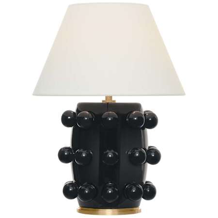 Visual Comfort Linden 14" Tall Cordless LED Vase Table Lamp Black / Linen