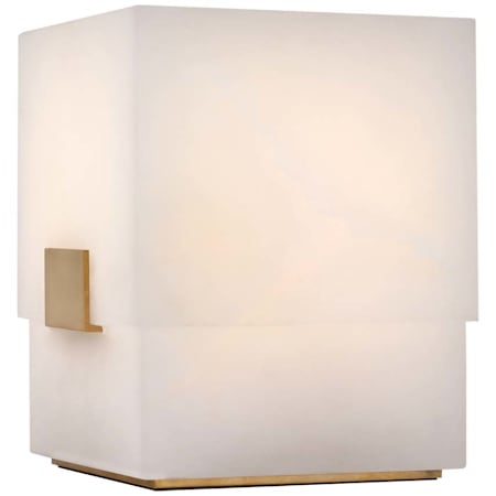 Visual Comfort Covet 6" Tall Cordless LED Column Table Lamp Alabaster / Antique-Burnished Brass