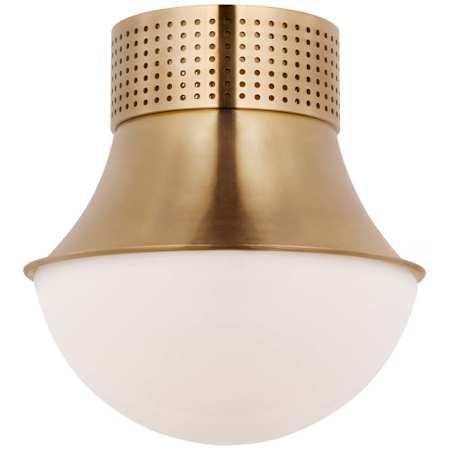 Visual Comfort Precision 9" Wide Flush Mount Bowl Ceiling Fixture Antique Burnished Brass / White Glass
