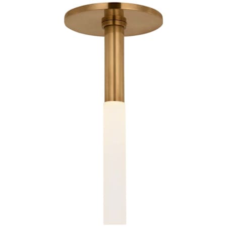 Visual Comfort Rousseau 1" Wide LED Flush Mount Ceiling Fixture Antique Burnished Brass / Etched Crystal