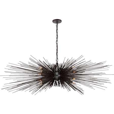 Visual Comfort Strada 16 Light 60" Wide Abstract Linear Chandelier Aged Iron