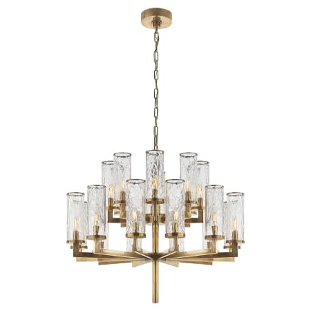 Visual Comfort Liaison 34" Two-Tiered Chandelier with Crackle Glass by Kelly Wearstler Antique Burnished Brass