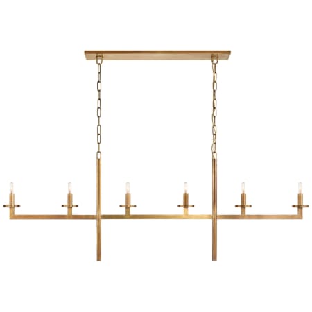Visual Comfort Liaison 6 Light 4" Wide Linear Chandelier Antique-Burnished Brass