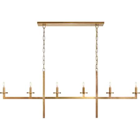 Visual Comfort Liaison 6 Light 4" Wide Linear Chandelier Antique-Burnished Brass