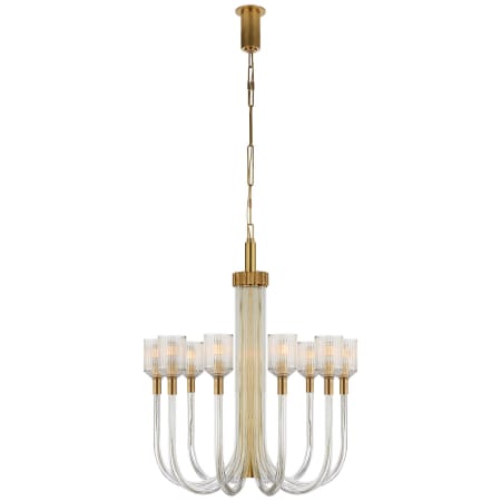 Visual Comfort Reverie 29" Medium Chandelier with Clear Ribbed Glass by Kelly Wearstler Clear Ribbed Glass / Brass