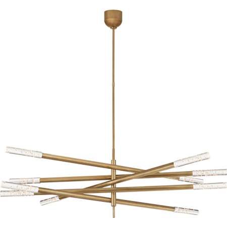 Visual Comfort Rousseau 50" Grande Articulating Chandelier by Kelly Wearstler Antique Burnished Brass / Seeded Glass