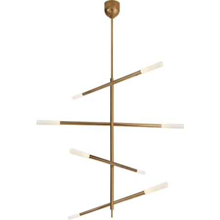 Visual Comfort Rousseau 48" Large Articulating Chandelier by Kelly Wearstler Antique Burnished Brass / Etched Crystal