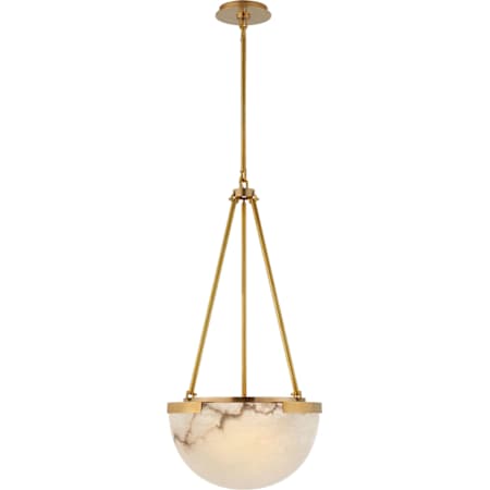 Visual Comfort Melange 15" Small Pendant with Alabaster Shade by Kelly Wearstler Antique Burnished Brass