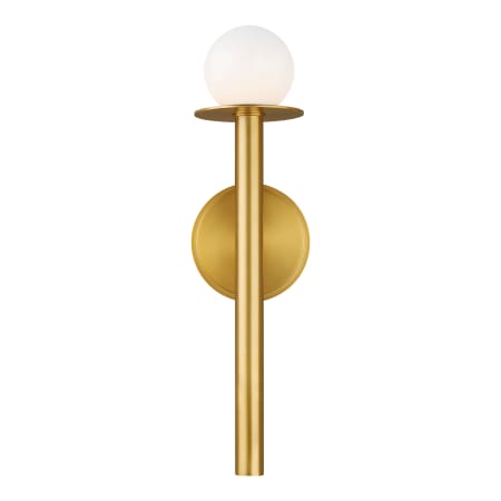 Visual Comfort Nodes 17" Tall Bathroom Sconce with Milk Glass Shade Burnished Brass