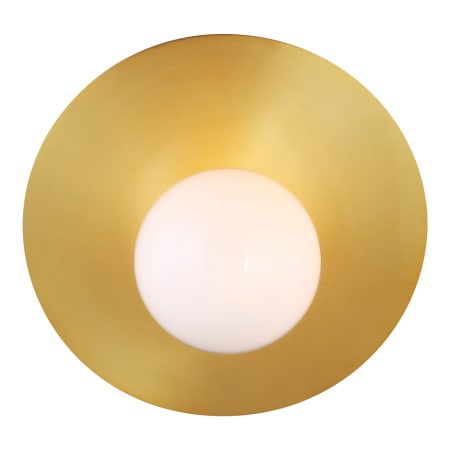Visual Comfort Nodes 8" Tall Bathroom Sconce with Milk Glass Shade Burnished Brass