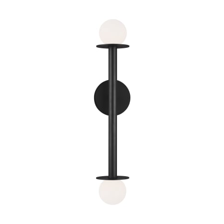 Visual Comfort Nodes 2 Light 24" Tall Bathroom Sconce with Milk Glass Shades Midnight Black