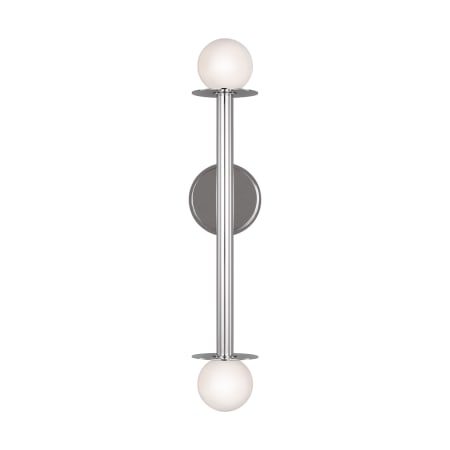 Visual Comfort Nodes 2 Light 24" Tall Bathroom Sconce with Milk Glass Shades Polished Nickel