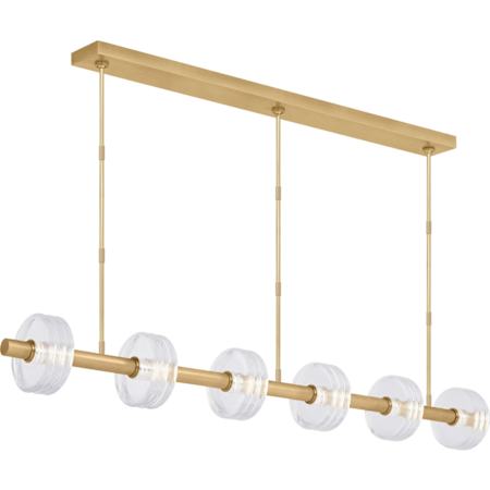 Visual Comfort Laurel 72" Wide LED Crystal Linear Chandelier Natural Brass