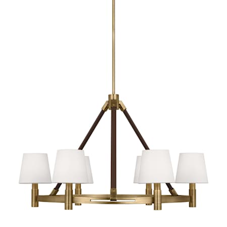 Visual Comfort Grayson 6 Light 32" Wide Chandelier Time Worn Brass