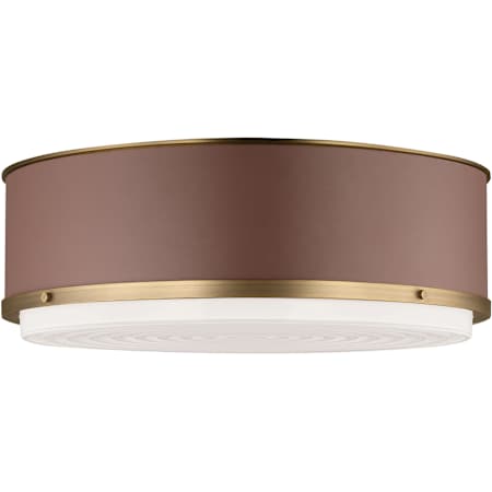 Visual Comfort Marlowe 3 Light 18" Wide Flush Mount Drum Ceiling Fixture Time Worn Brass