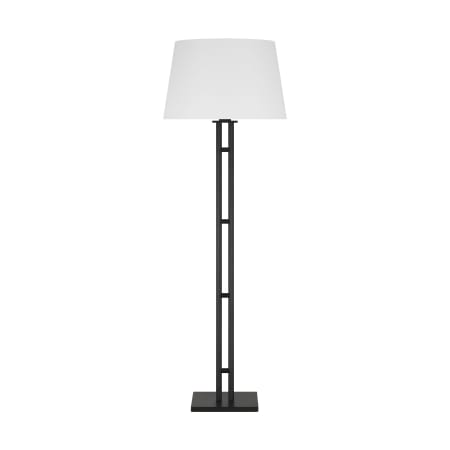 Visual Comfort Haddon 59" Tall LED Floor Lamp with Linen Shade Aged Iron