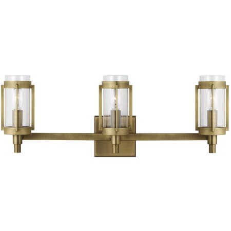 Visual Comfort Flynn 3 Light 23" Wide Vanity Light Time Worn Brass