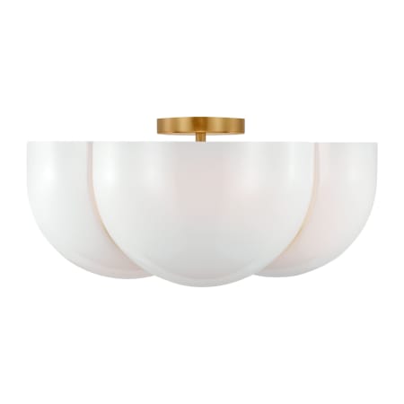 Visual Comfort Cheverny 4 Light 20" Wide Semi-Flush Bowl Ceiling Fixture with Milk Glass Shades Burnished Brass