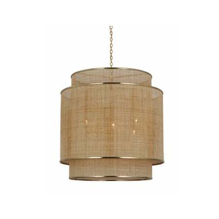 Visual Comfort Linley 6 Light 30" Wide Pendant Soft Brass
