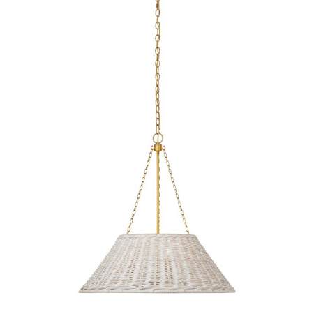 Visual Comfort Corinne 3 Light 24" Wide Pendant Soft Brass / White Wicker