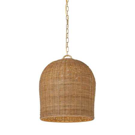 Visual Comfort Nancy 19" Wide Pendant Soft Brass / Natural Wicker