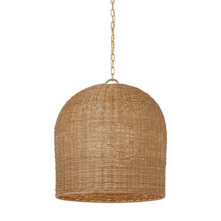 Visual Comfort Nancy 26" Wide Pendant Soft Brass / Natural Wicker