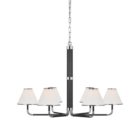 Visual Comfort Rigby 6 Light 38" Wide Chandelier Polished Nickel / Ebony