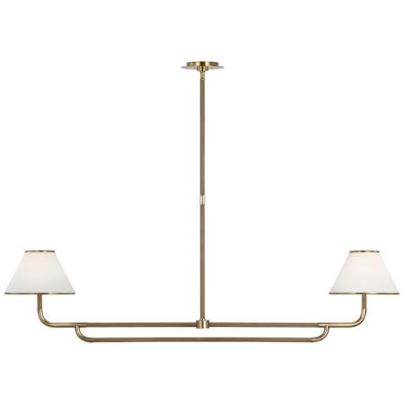 Visual Comfort Rigby 2 Light 54" Wide Linear Pendant Soft Brass / Natural Oak