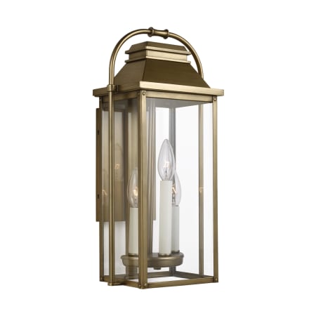 Visual Comfort Wellsworth 3 Light 18" Tall Outdoor Wall Sconce Painted Distressed Brass