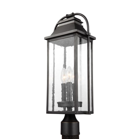 Visual Comfort Wellsworth 3 Light 21" Tall Post Light Antique Bronze