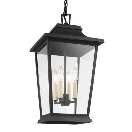 Visual Comfort Warren 4 Light 12" Wide Taper Candle Pendant Textured Black