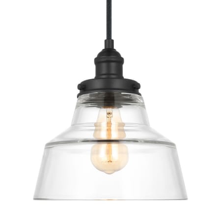 Visual Comfort Baskin 10" Wide Mini Pendant with Clear Glass Shade Midnight Black