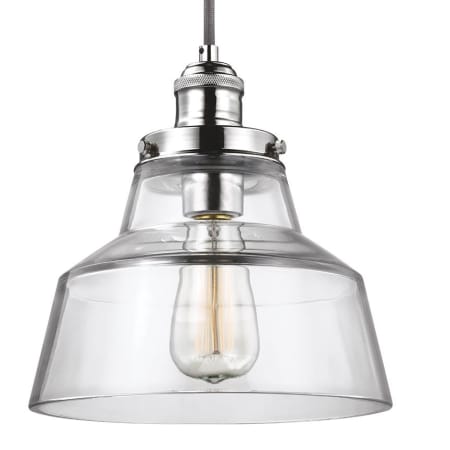 Visual Comfort Baskin 10" Wide Mini Pendant with Clear Glass Shade Polished Nickel