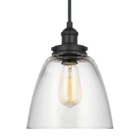 Visual Comfort Baskin 11" Tall Mini Pendant with Clear Glass Shade Midnight Black
