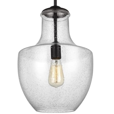 Visual Comfort Baylor 12" Wide Pendant with Clear, Seedy Glass Shade Oil Rubbed Bronze