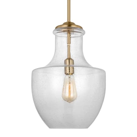 Visual Comfort Baylor 12" Wide Pendant with Clear, Seedy Glass Shade Satin Brass