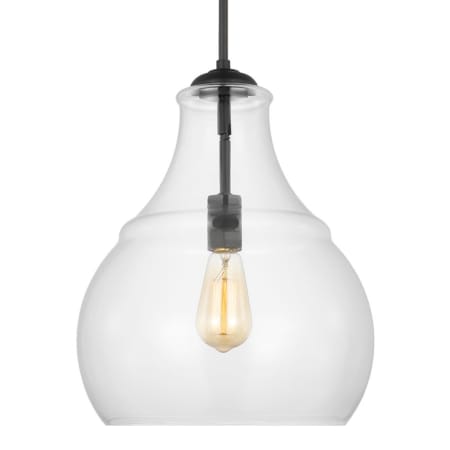 Visual Comfort Zola 13" Wide Pendant with Clear Glass Shade Midnight Black