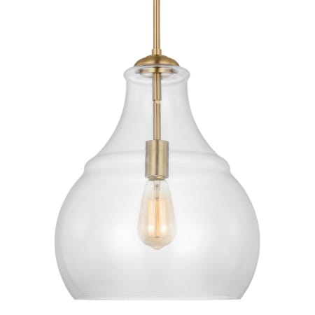 Visual Comfort Zola 13" Wide Pendant with Clear Glass Shade Satin Brass