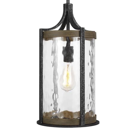 Visual Comfort Angelo 10" Wide Wood Mini Pendant Distressed Weathered Oak / Slate Grey Metal