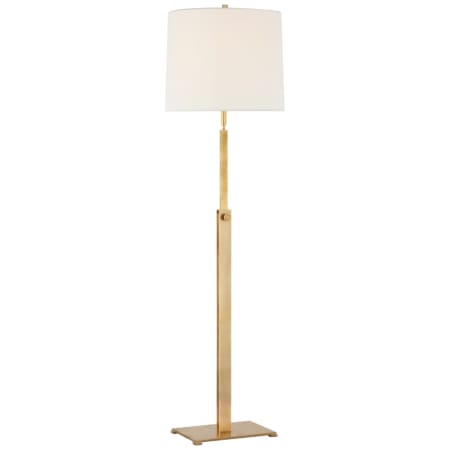 Visual Comfort Cadmus 49" Tall Torchiere Floor Lamp with White Linen Shade Antique Brass